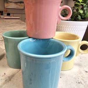 Colorful Stoneware Ring Fiestaware Mug Set 4 Homer Laughlin